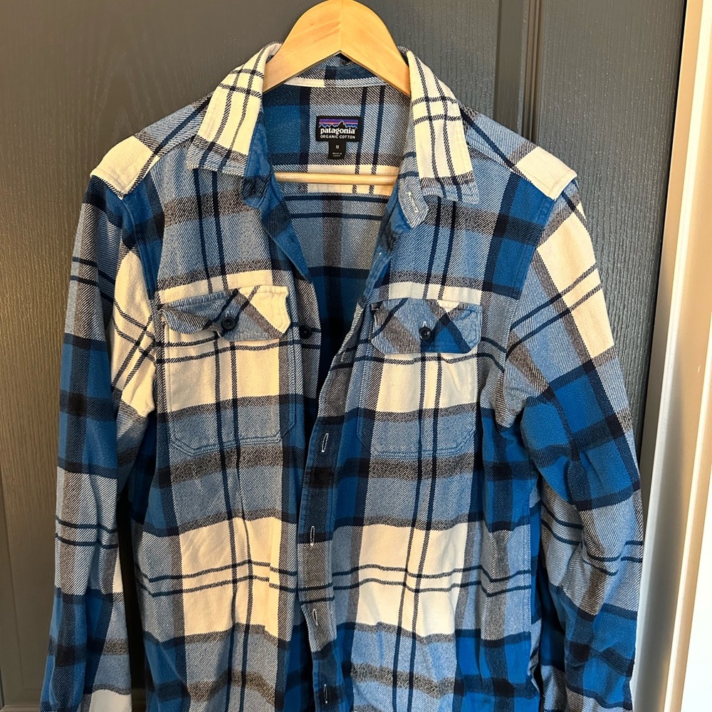 Patagonia Blue Plaid Flannel Shirt